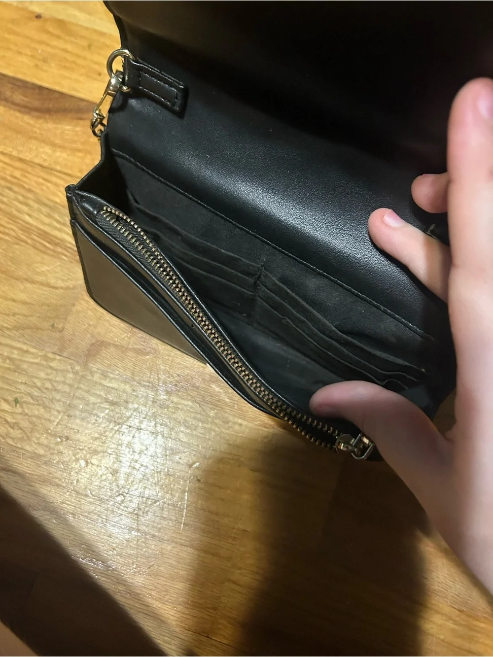 bebe Black Quilted Crossbody with Gold Chain